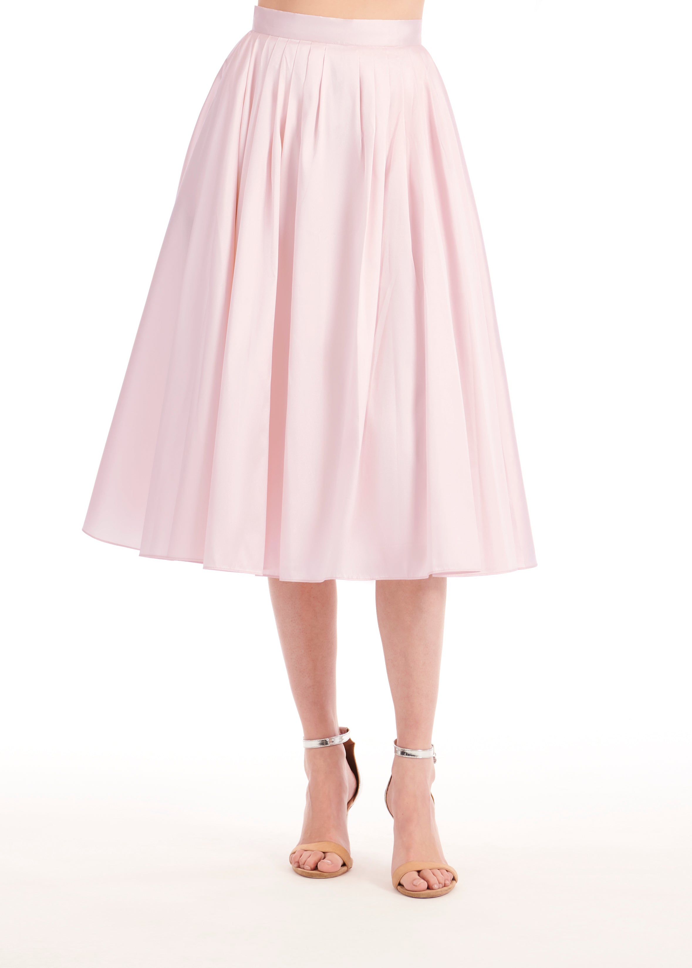 TAFFETA PUFF SLEEVE BLOUSE WITH CRYSTAL FLOWER BUTTONS BLUSH