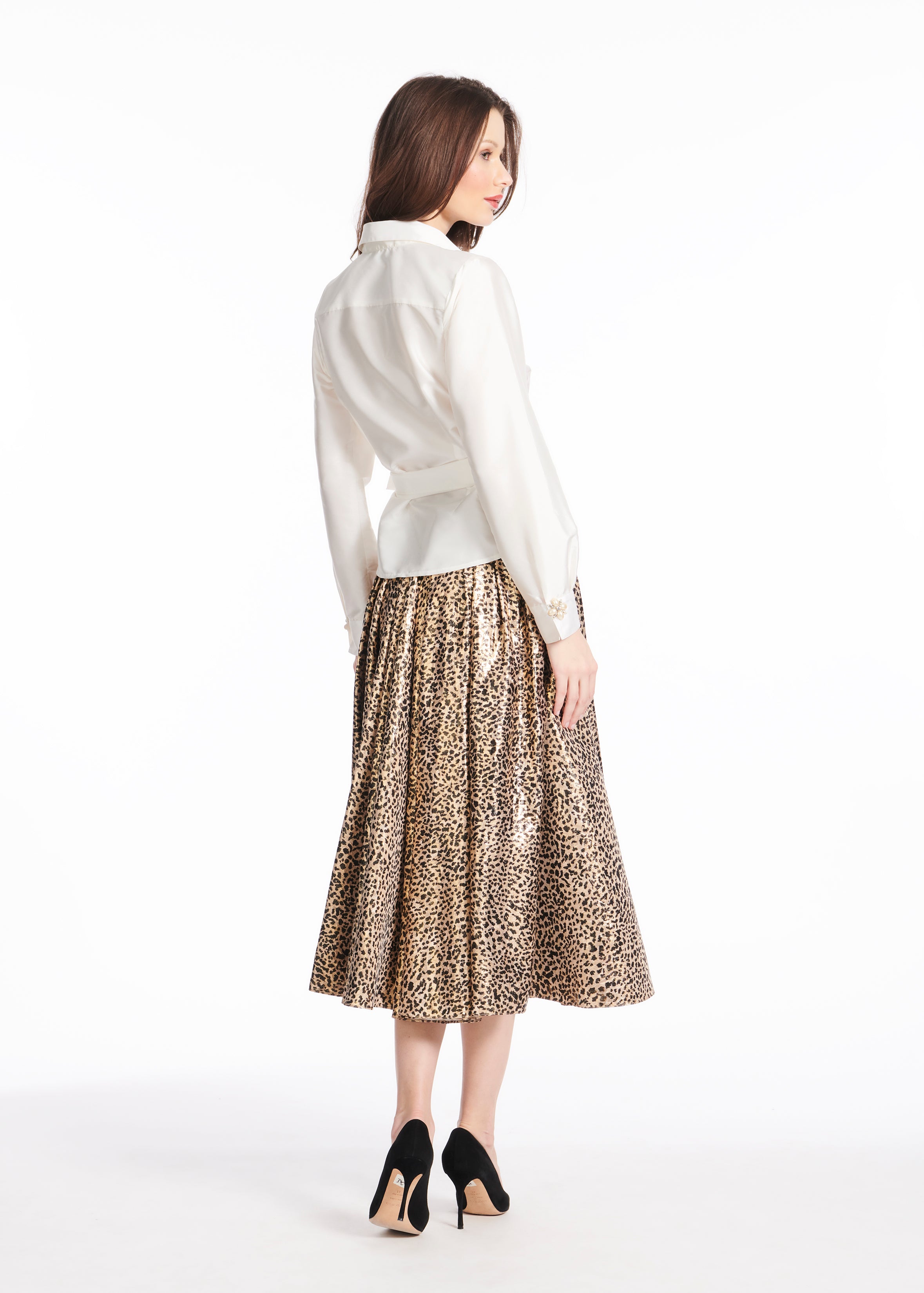 TAFFETA BLOUSE WITH RENAISSANCE PEARL BUTTONS IVORY