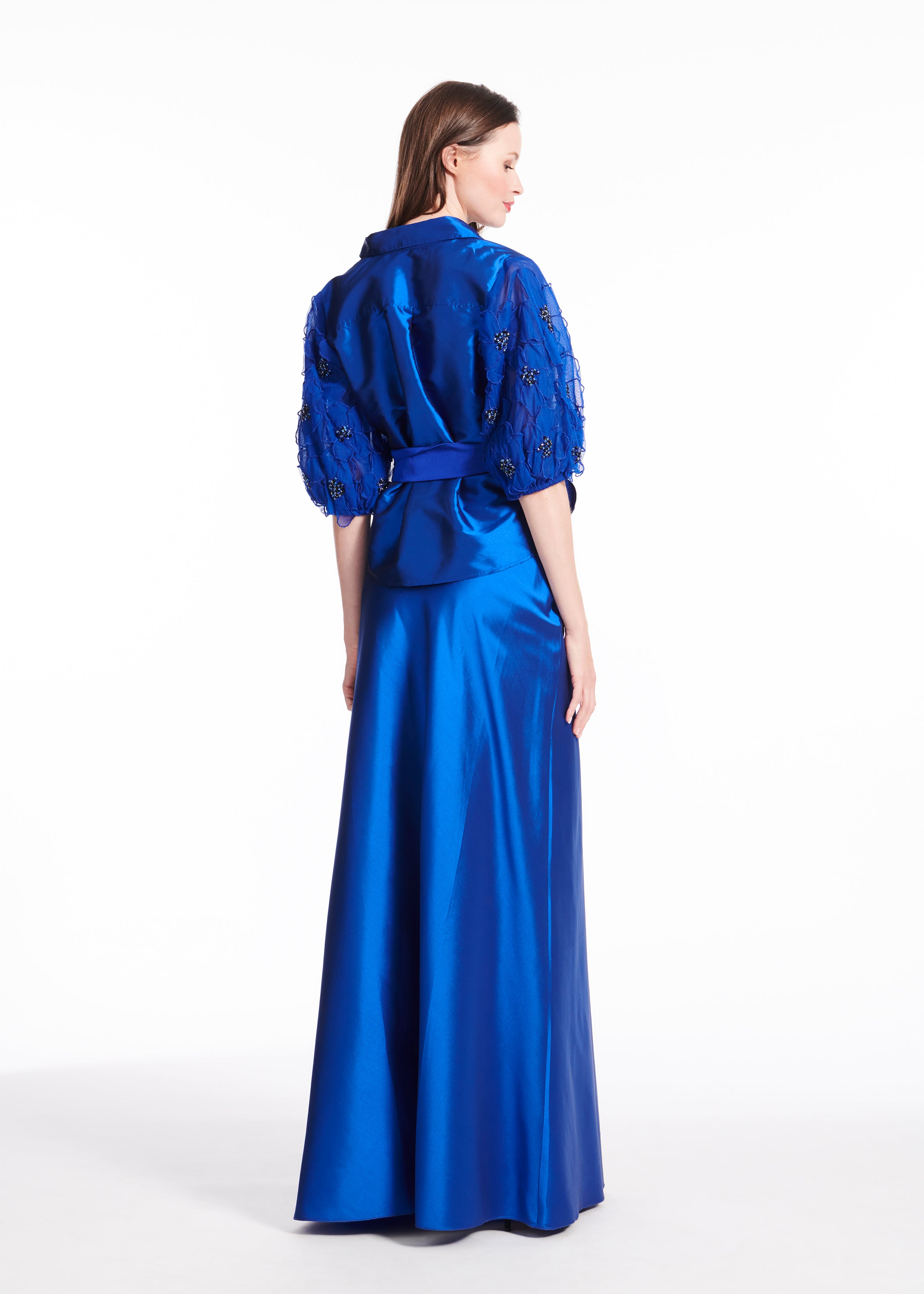 TAFFETA BIAS LONG SKIRT ROYAL