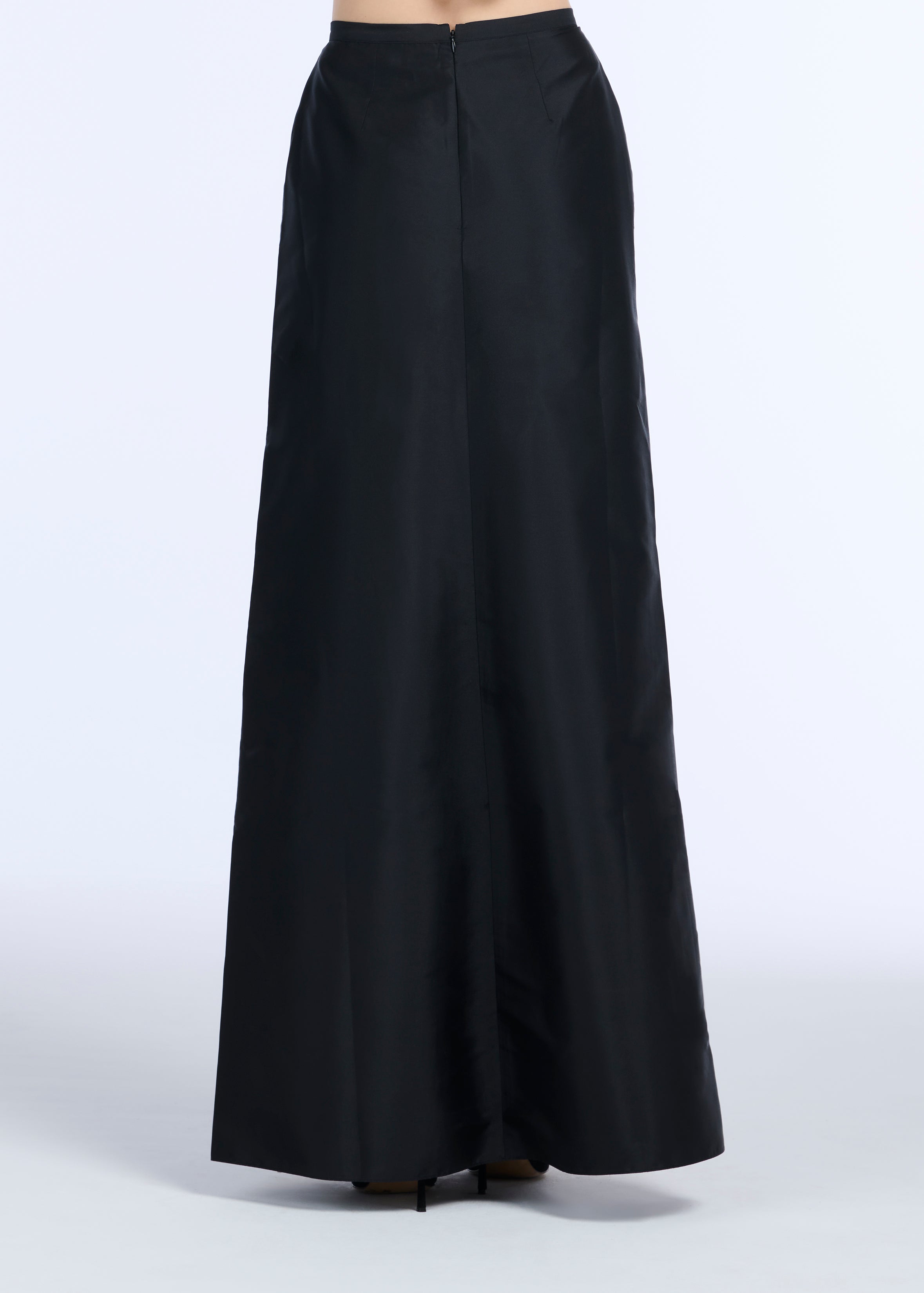 SOFT TAFFETA FAUX WRAP SKIRT BLACK