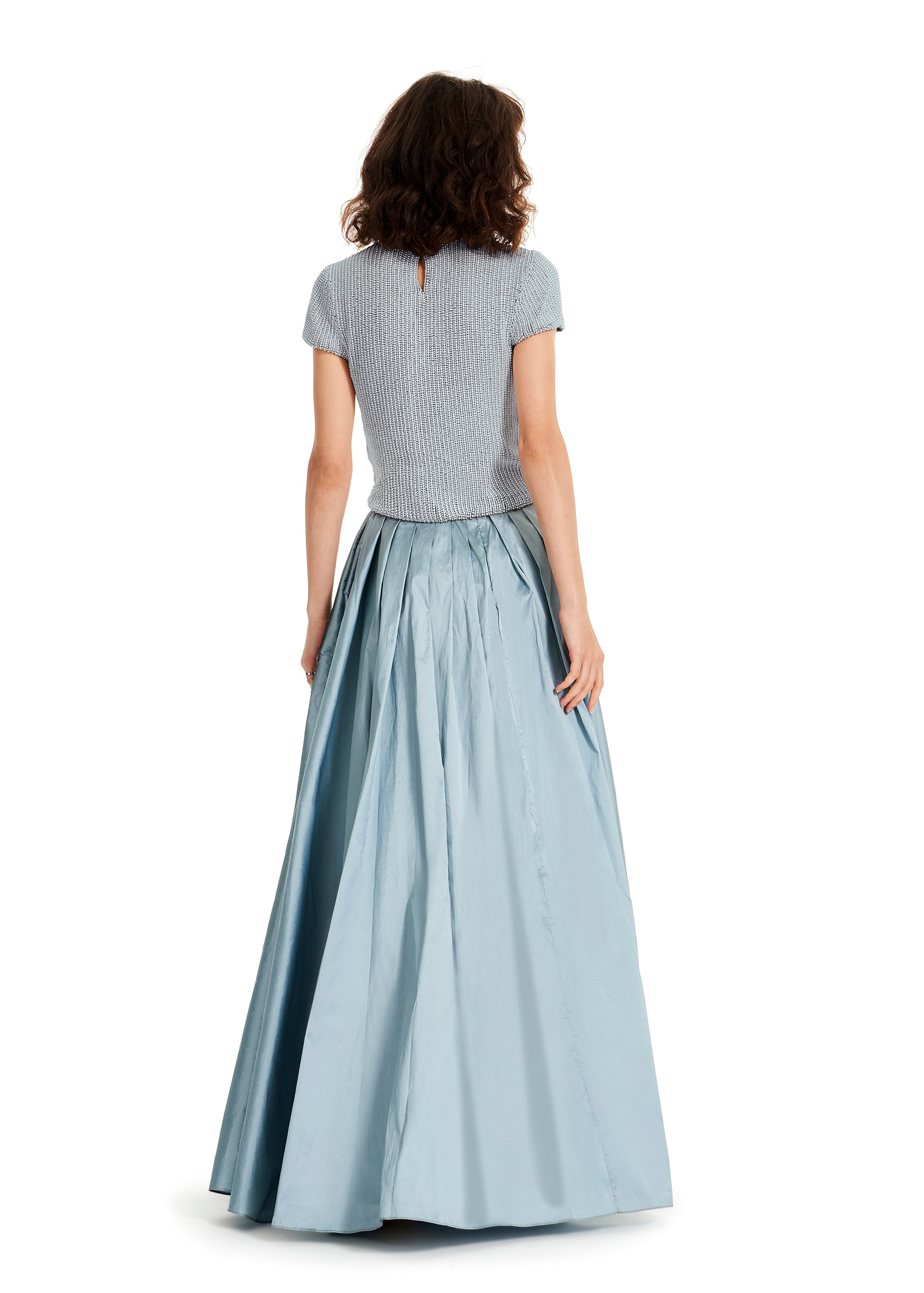 PEARL ENCRUSTED SHORT SLEEVE TEE - LIGHT BLUE