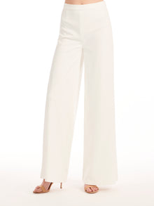 STRETCH CREPE WIDE LEG PANT IVORY