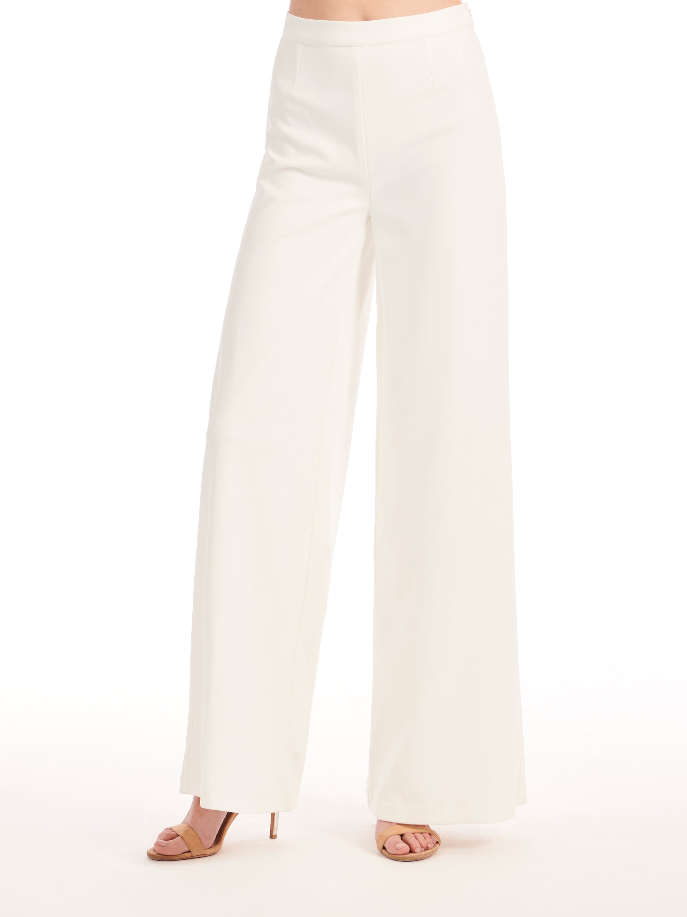 STRETCH CREPE WIDE LEG PANT IVORY
