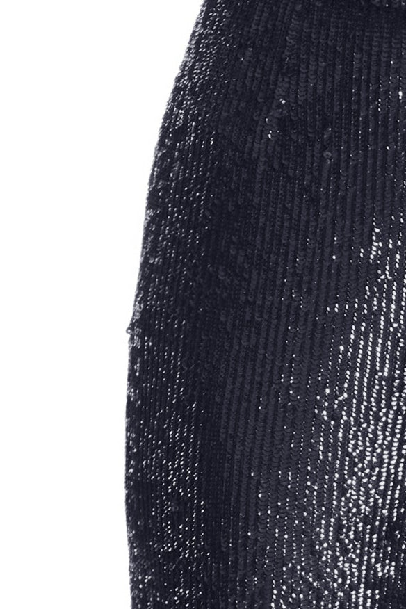 NAVY LONG STRETCH SEQUIN COLUMN SKIRT