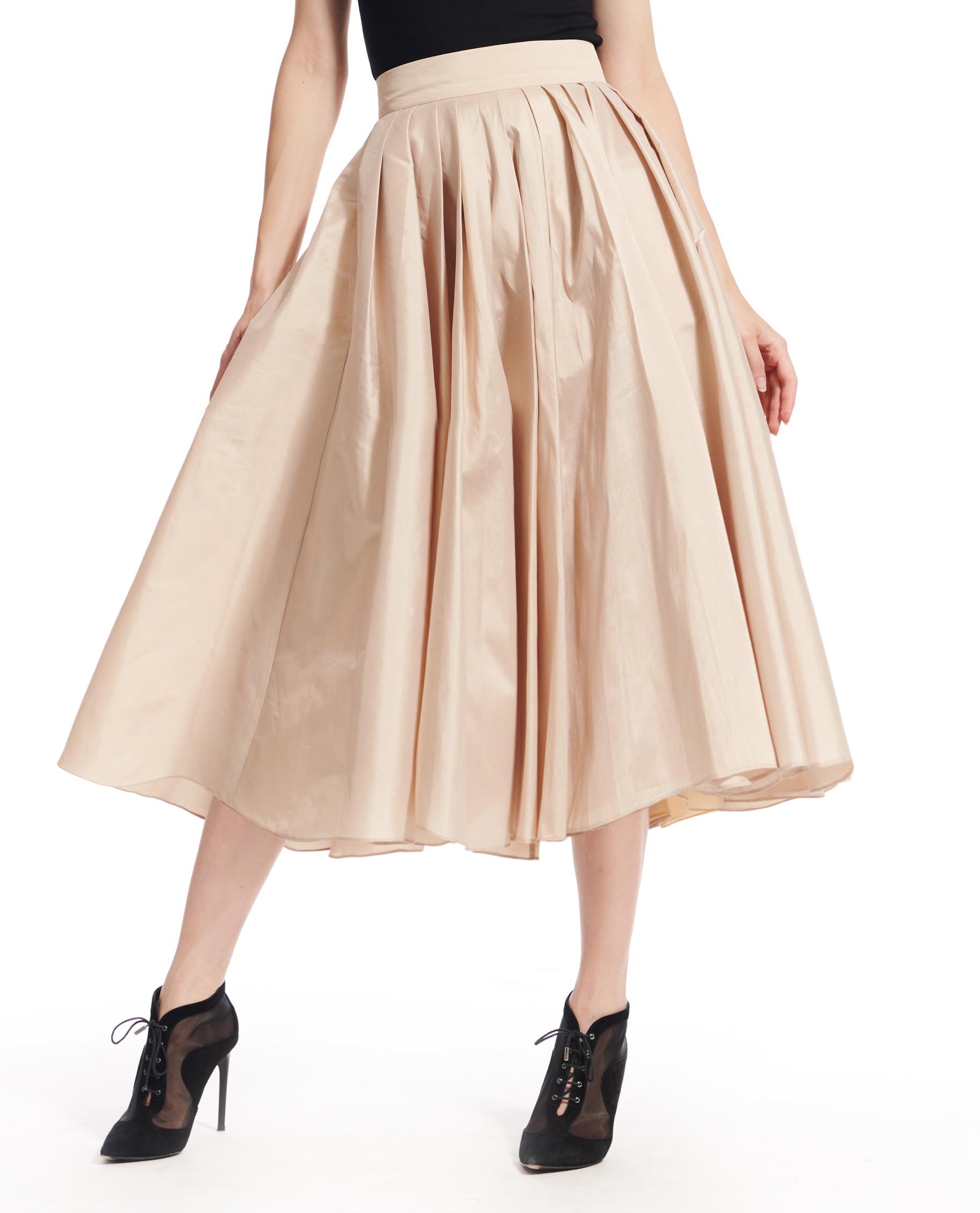 TAFFETA BLOUSE WITH CRYSTAL BOW BUTTONS AND SASH CHAMPAGNE
