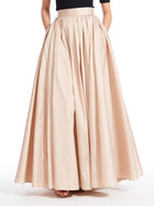 TAFFETA BLOUSE WITH CRYSTAL BOW BUTTONS AND SASH CHAMPAGNE