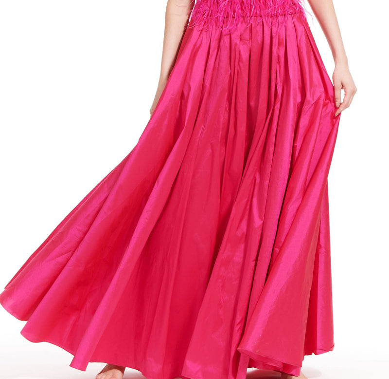 PLEATED SOFT TAFFETA BALLGOWN SKIRT WATERMELON