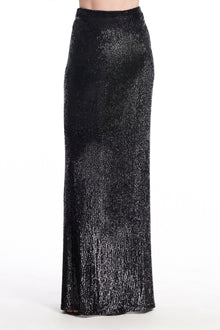 NAVY LONG STRETCH SEQUIN COLUMN SKIRT
