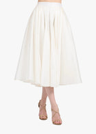 SOFT TAFFETA TEA LENGTH MIDI SKIRT - IVORY