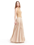 CHAMPAGNE PEARL ENCRUSTED SLEEVELESS MOCK NECK