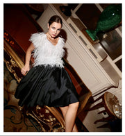 Soft Taffeta Knee Length Skirt - Black