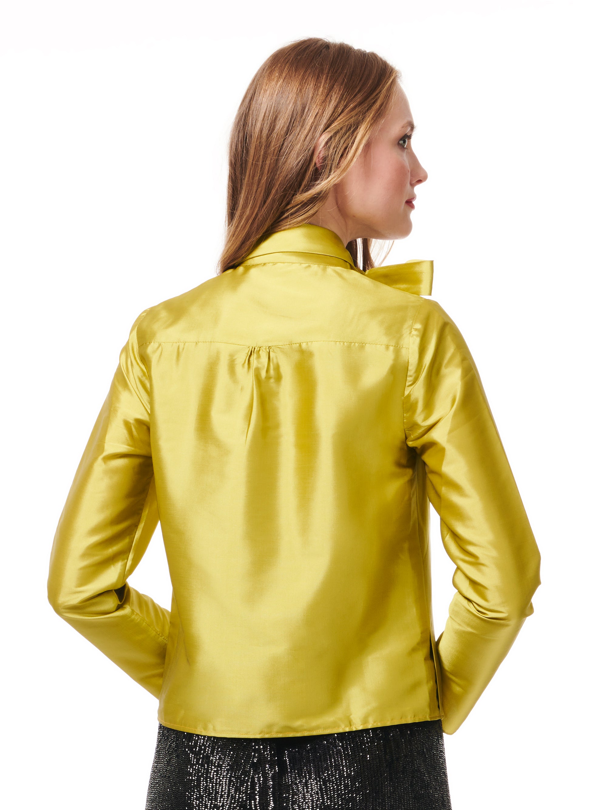 CITRINE TIE NECK TAFFETA TOP