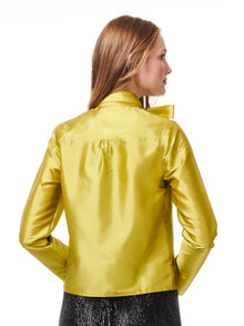 CITRINE TIE NECK TAFFETA TOP