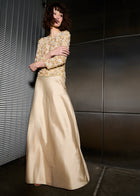 FLORAL 3/4 SLEEVE  HAND BEADED PAILETTE TOP BLUSH