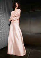 FLORAL 3/4 SLEEVE  HAND BEADED PAILETTE TOP BLUSH