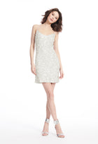 FLOWER ENCRUSTED PAILLETTE SLIP DRESS - IVORY