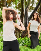 TAFFETA BIAS LONG SKIRT BLACK