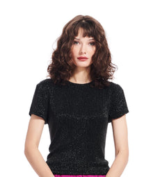 PEARL ENCRUSTED SHORT SLEEVE TEE CHAMPAGNE