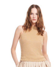 Load image into Gallery viewer, APRICOT AND HYDRENGEA PEARL ENCRUSTED SLEEVELESS MOCK NECK
