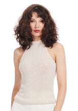 Load image into Gallery viewer, APRICOT AND HYDRENGEA PEARL ENCRUSTED SLEEVELESS MOCK NECK
