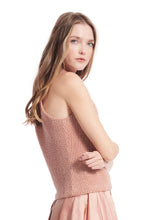 Load image into Gallery viewer, APRICOT AND HYDRENGEA PEARL ENCRUSTED SLEEVELESS MOCK NECK
