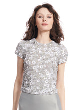 Load image into Gallery viewer, ROYAL FLOWER HAND BEADED STRETCH TEE
