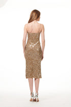 LEOPARD HAND BEADED SLIP DRESS