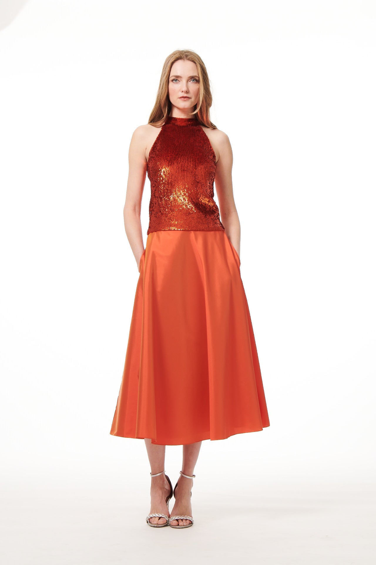 A-LINE MIDI SKIRT PAPRIKA