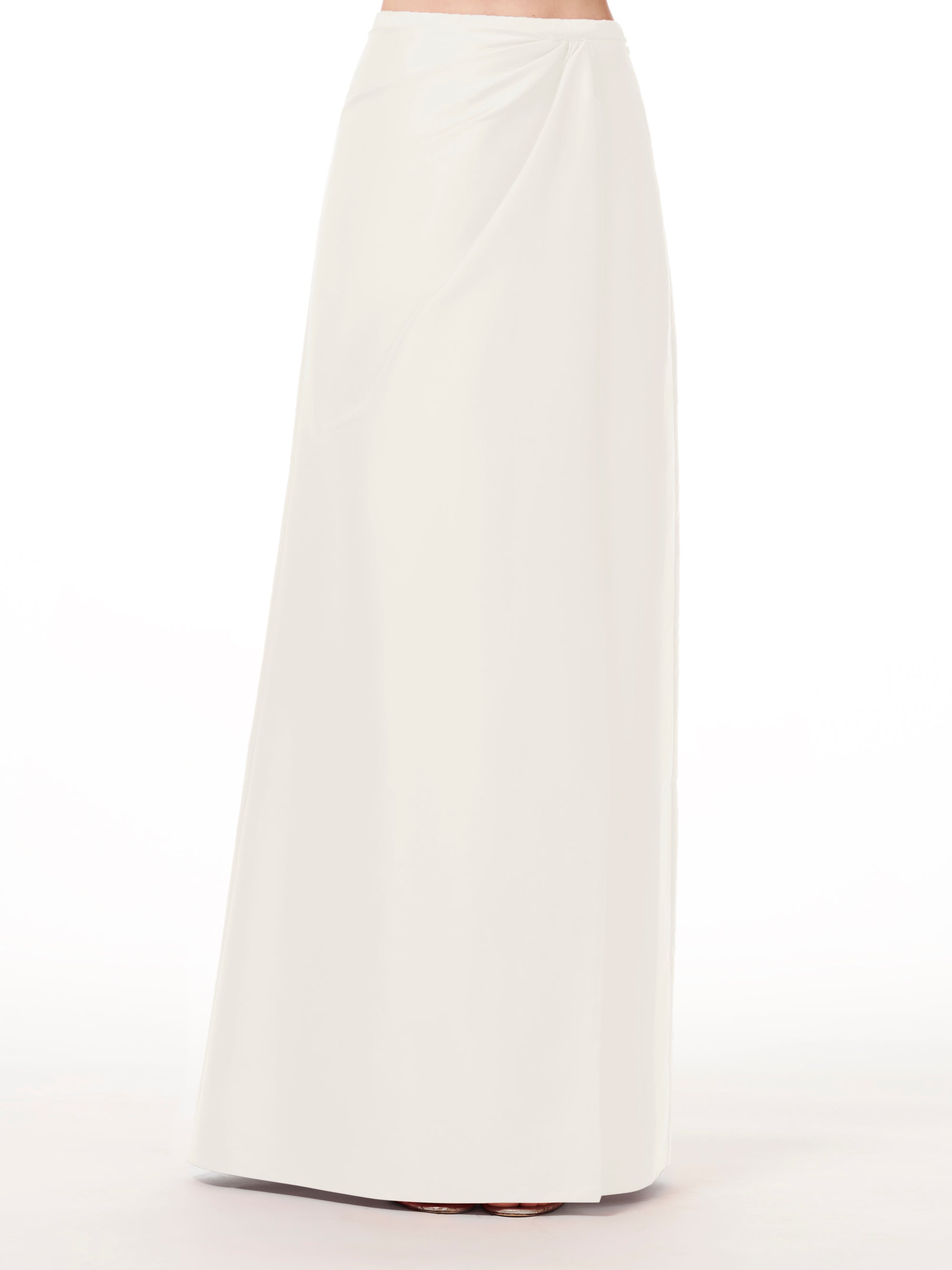 SOFT TAFFETA FAUX WRAP SKIRT NAVY
