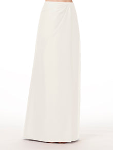 SOFT TAFFETA FAUX WRAP SKIRT NAVY