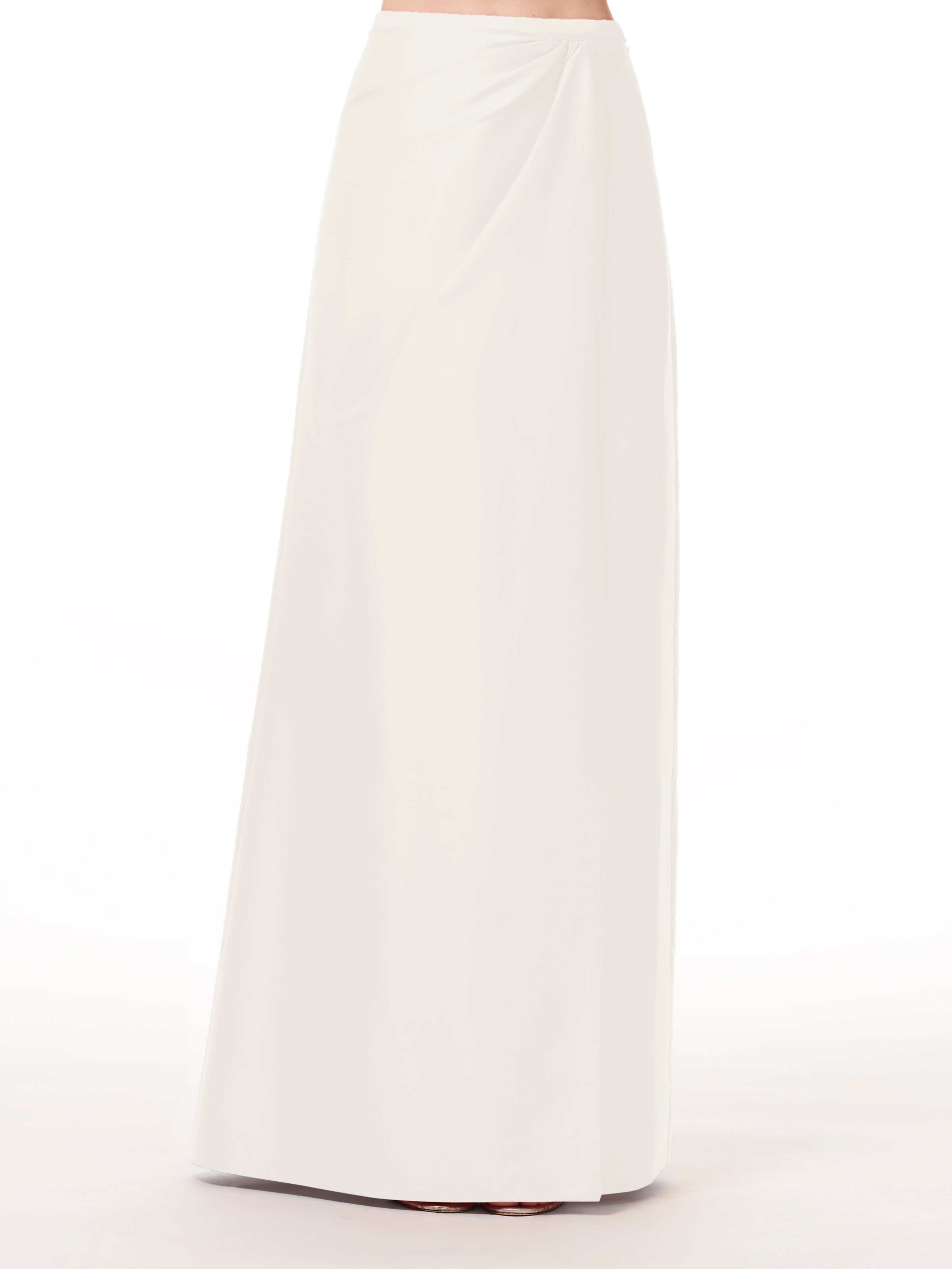 SOFT TAFFETA FAUX WRAP SKIRT NAVY