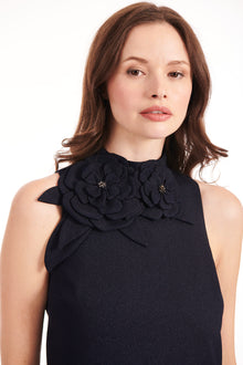 TAFFETA SLEEVELESS GOWN WITH FLOWERS BLUSH