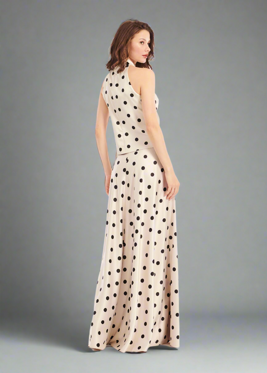 STRETCH SATIN DOT SLEEVELESS TOP