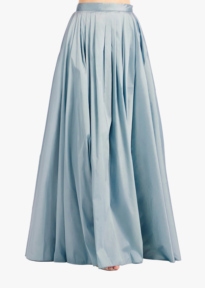 PLEATED SOFT TAFFETA BALLGOWN SKIRT LIGHT BLUE