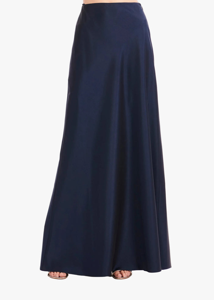 Taffeta Bias Long Skirt Navy