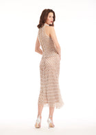 PEARL MACRAME MOCK NECK TOP