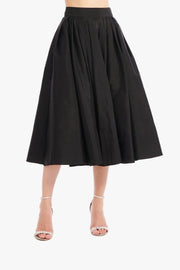 TEA LENGTH PLEATED SOFT TAFFETA MIDI SKIRT CHAMPAGNE