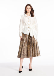 TAFFETA BLOUSE WITH RENAISSANCE PEARL BUTTONS IVORY
