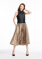 TAFFETA SHELL WITH APPLIQUE FLOWERS BLACK