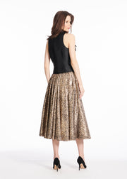 TAFFETA SHELL WITH APPLIQUE FLOWERS BLACK