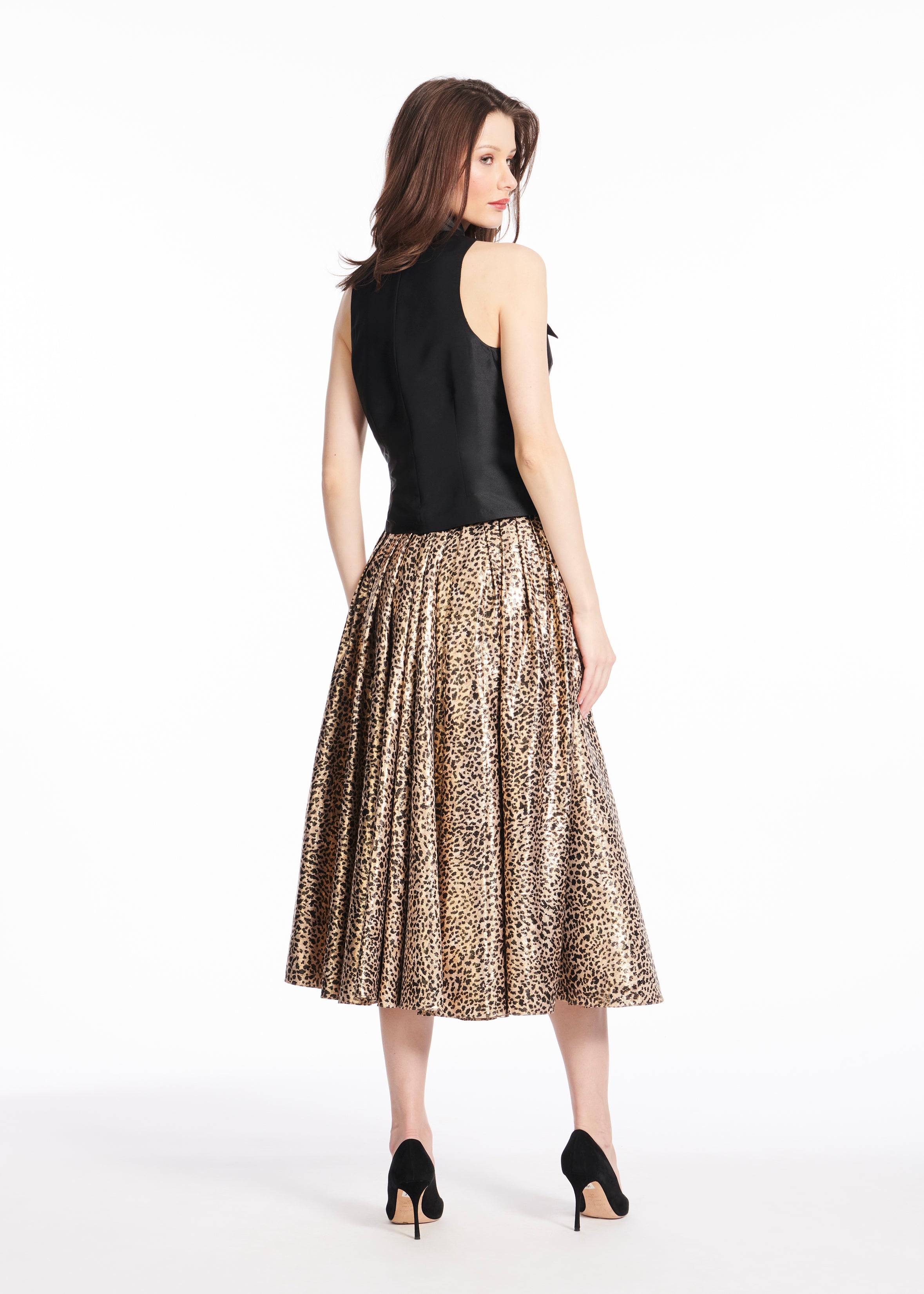 TAFFETA SHELL WITH APPLIQUE FLOWERS BLACK