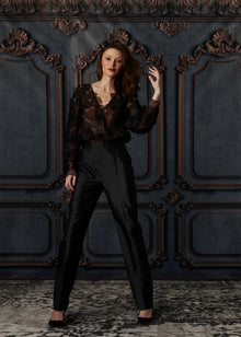 TAFFETA SLIM LEGGED PANT BLACK