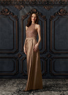 SOFT TAFFETA FAUX WRAP SKIRT NAVY