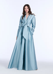 TAFFETA WRAP GOWN NAVY