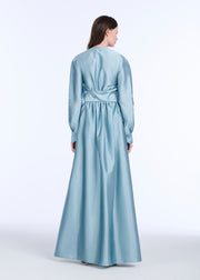 TAFFETA WRAP GOWN NAVY
