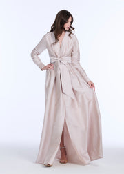 TAFFETA WRAP GOWN LIGHT BLUE