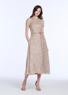 TRANSLUCENT ENCRUSTED SEQUIN DRESS LIGHT BLUE