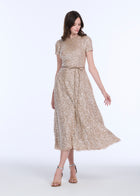 TRANSLUCENT ENCRUSTED SEQUIN DRESS LIGHT BLUE