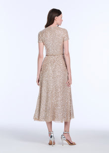 TRANSLUCENT ENCRUSTED SEQUIN DRESS LIGHT BLUE