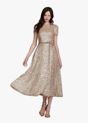 TRANSLUCENT ENCRUSTED SEQUIN DRESS LIGHT BLUE
